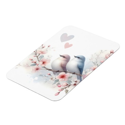 ロマンティックな愛の鳥 桜の枝 マグネット (左側)