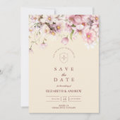 ロマンティックな春の花嫁衣裳の結婚式 セーブザデート (正面)