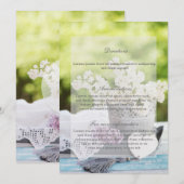 ロマンティックな春の花 フローラル ライラック ウェディング 招待状 (正面/裏面)