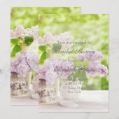 ロマンティックな春の花 フローラル ライラック ブライダル シャワー 招待状 (正面/裏面)