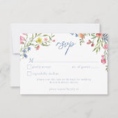 ロマンティックな春の野生の花の庭の結婚式QR 出欠カード (正面)