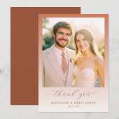 ロマンティックな桃のミニマル写真 サンキューカード (正面/裏面)