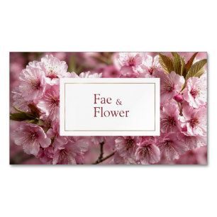 ロマンティックな桜の鮮やかなピンクの花柄 マグネット名刺