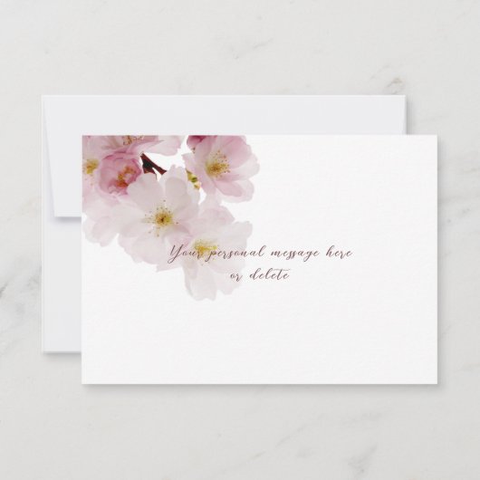ロマンティックな桜色の桜の花 サンキューカード (裏面)