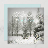 ロマンティックな森のクリスマスツリー 冬のウェディング 招待状 (正面/裏面)