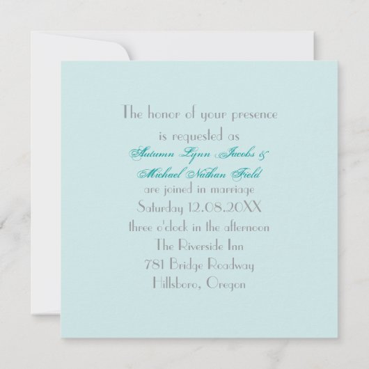 ロマンティックな森のクリスマスツリー　冬のウェディング 招待状 (裏面)