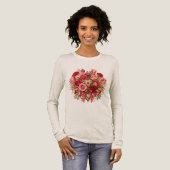 :ロマンティックな植物の花束とハート トライブレンドTシャツ (正面全体)