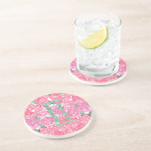 ロマンティックな水彩のバラ ピンク レッド 花柄 コースター (側面)