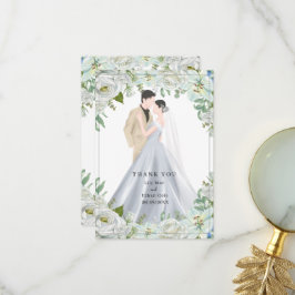 ロマンティックな水彩の結婚式 サンキューカード