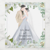 ロマンティックな水彩の結婚式 ワインラベル (シングルラベル)