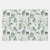 ロマンティックな水彩ボタニカルグリーン ラッピングペーパーシート (正面3)