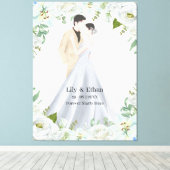ロマンティックな水彩画の結婚式の招待状 キャンバスプリント (インサイチュ (ウッドフロア))
