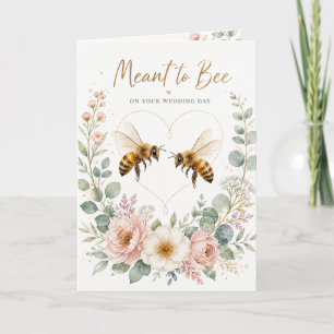 ロマンティックな水彩画の「Meant to Bee」ウェディングカード カード