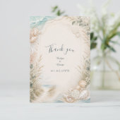 ロマンティックな海岸の水彩画ビーチウェディング サンキューカード (スタンド正面)