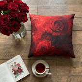 ロマンティックな深紅のバラの花束 クッション