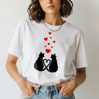 ロマンティックな猫好きTシャツ|バレンタインデーのギフト Tシャツ