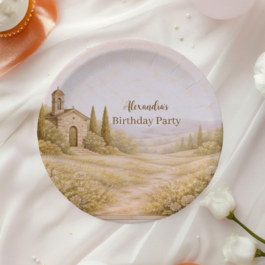 ロマンティックな田舎の花の誕生日 ペーパープレート
