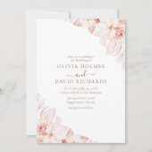 ロマンティックな白とピンクのバラのウェディング招待状 招待状 (正面)