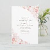ロマンティックな白とピンクのバラのウェディング招待状 招待状 (スタンド正面)