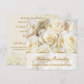 ロマンティックな白 - クリーム色のバラの結婚式招待状 招待状 (正面/裏面)