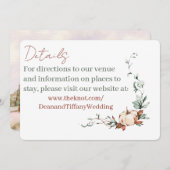 ロマンティックな秋のウェディング ディテール カード (正面/裏面)