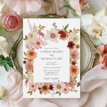 ロマンティックな秋の庭園 オールインワン ウェディングインビテーション