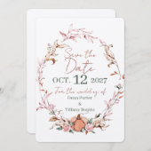 ロマンティックな秋の結婚式の招待状(Save The Dates) セーブザデート (正面/裏面)