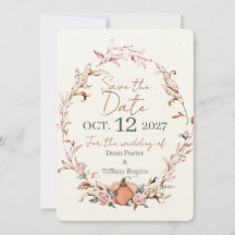 ロマンティックな秋の結婚式の招待状(Save The Dates)