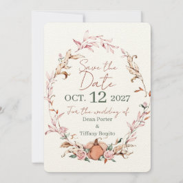 ロマンティックな秋の結婚式の招待状（Save The Dates） セーブザデート