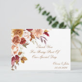 ロマンティックな秋の色のブライダルシャワー サンキューカード (スタンド正面)