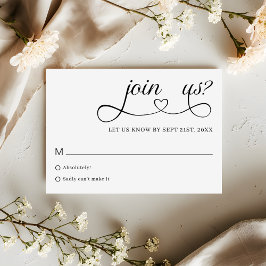ロマンティックな筆記体タイポグラフィのミニマリスト結婚式RSVP 出欠カード