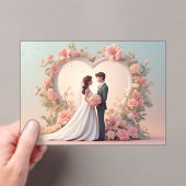ロマンティックな結婚式のカップルのシルエット アクリル招待状 (インサイチュ (ポータブル))