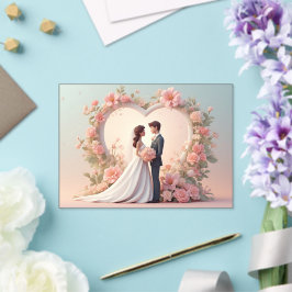 ロマンティックな結婚式のカップルのシルエット アクリル招待状