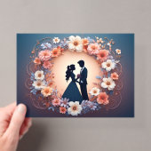 ロマンティックな結婚式のカップルのシルエット アクリル招待状 (インサイチュ (ポータブル))