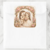 ロマンティックな結婚式のハリネズミ 水彩画 スクエアシール (バッグ)