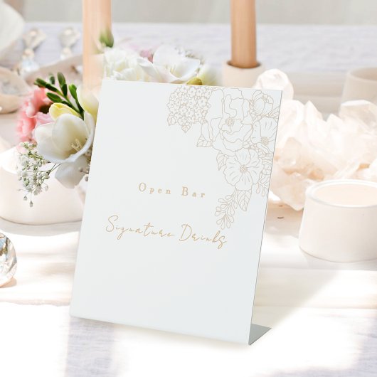 ロマンティックな結婚式のボタン 白いドリンク看板 台座サイン