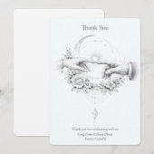 ロマンティックな結婚式の手のミニマリスト サンキューカード (正面/裏面)