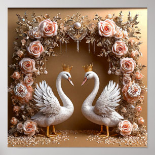 ロマンティックな結婚式の白鳥の愛のハーモニースカイアート 🦢💖☁️ ポスター