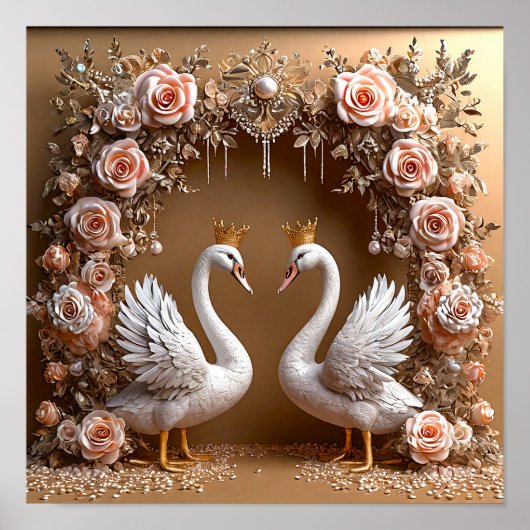 ロマンティックな結婚式の白鳥の愛のハーモニースカイアート 🦢💖☁️ ポスター (正面)