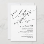 ロマンティックな結婚式ディナーパーティー、Celebrate with us 招待状 (正面)