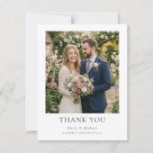 ロマンティックな結婚式 ピンクのバラ サンキューカード (正面)