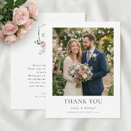 ロマンティックな結婚式 ピンクのバラ サンキューカード
