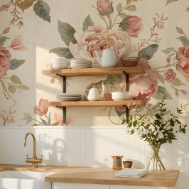 ロマンティックな芍薬とローズのビンテージガーデン 壁紙