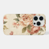 ロマンティックな芍薬とローズのビンテージガーデン iPhoneケース (裏面横)