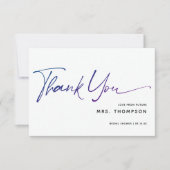 ロマンティックな花のモダンスクリプト ブライダルシャワー サンキューカード (正面)