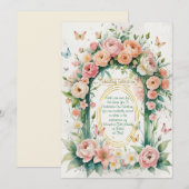 ロマンティックな花のリースの結婚式招待状 招待状 (正面/裏面)