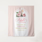 ロマンティックな花びらとプロセッコのブライダルイベントバナー タペストリー (正面)