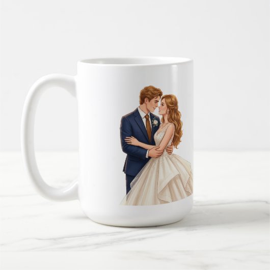 ロマンティックな花嫁と花婿 コーヒーマグカップ (左)