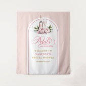 ロマンティックな花弁とプロセッコのシャワーの壁飾り タペストリー (正面)