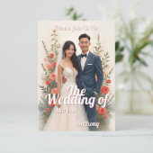 ロマンティックな花柄の結婚式招待状　ヴィンテージスタイル (スタンド正面)